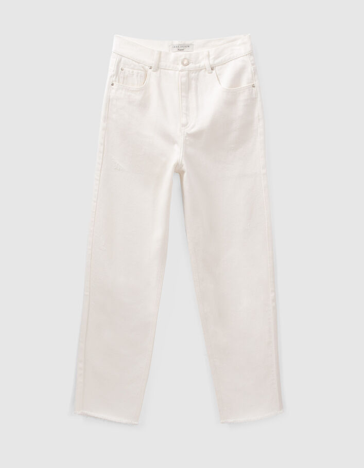 Gebroken witte boyfriend jeans met franjes onderaan Dames - IKKS