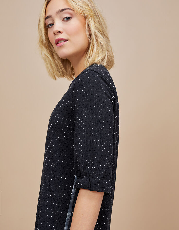 Robe noire maille piquée à micro-cœurs I.Code-4 Robe noire maille piquée à micro-cœurs I.Code-4