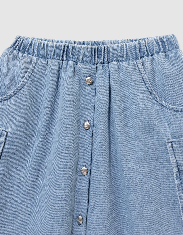 Girls’ blue denim cargo-style skirt with pockets-3