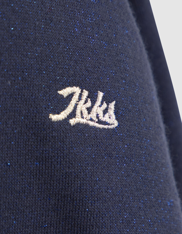 Girls’ navy glittery hooded sweatshirt dress-5