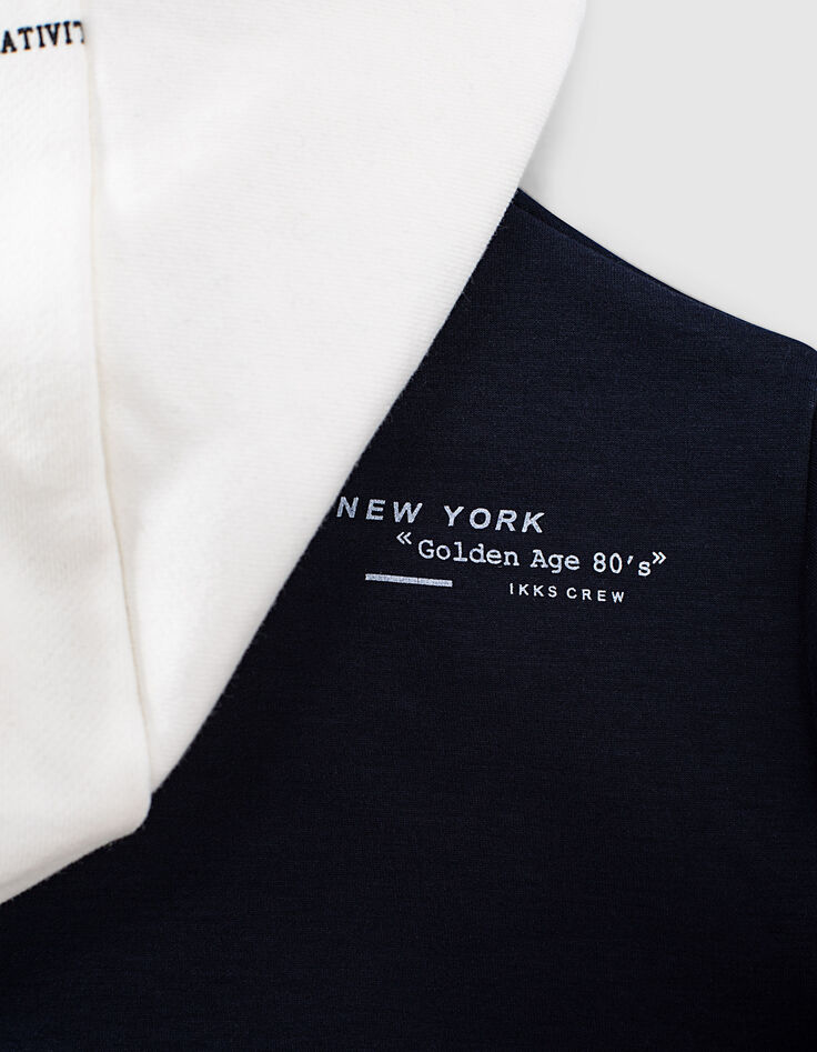 Navy sweater met witte kap jongens -7