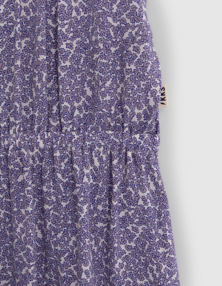 Ecru long dress LENZING™ ECOVERO™ mauve flowers girl-6