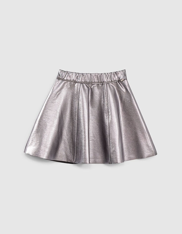 Falda patinadora reversible gris jaspeado y plata ni&ntilde;a-4