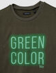 T-Shirt Jungen mit khakifarbener Botschaft-4