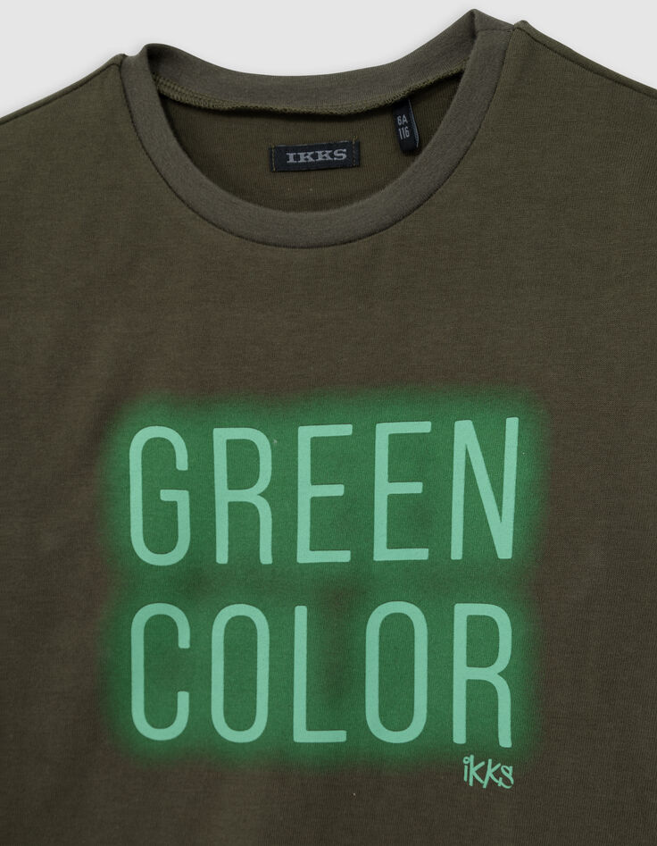 T-Shirt Jungen mit khakifarbener Botschaft-4