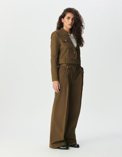 Women’s khaki gabardine short jacket - IKKS