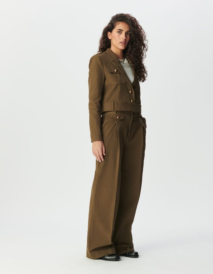Women’s khaki gabardine short jacket-7 Women’s khaki gabardine short jacket-7