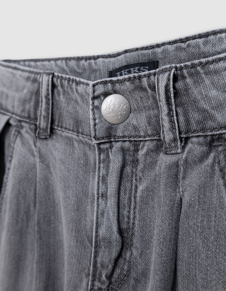 Jean LARGE gris coton bio fille-9