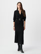 Zwarte lange jurk LENZING™ ECOVERO™ micro-kraag Dames-1