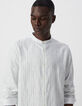 Camisa REGULAR blanca bordados rayas tormenta hombre-5