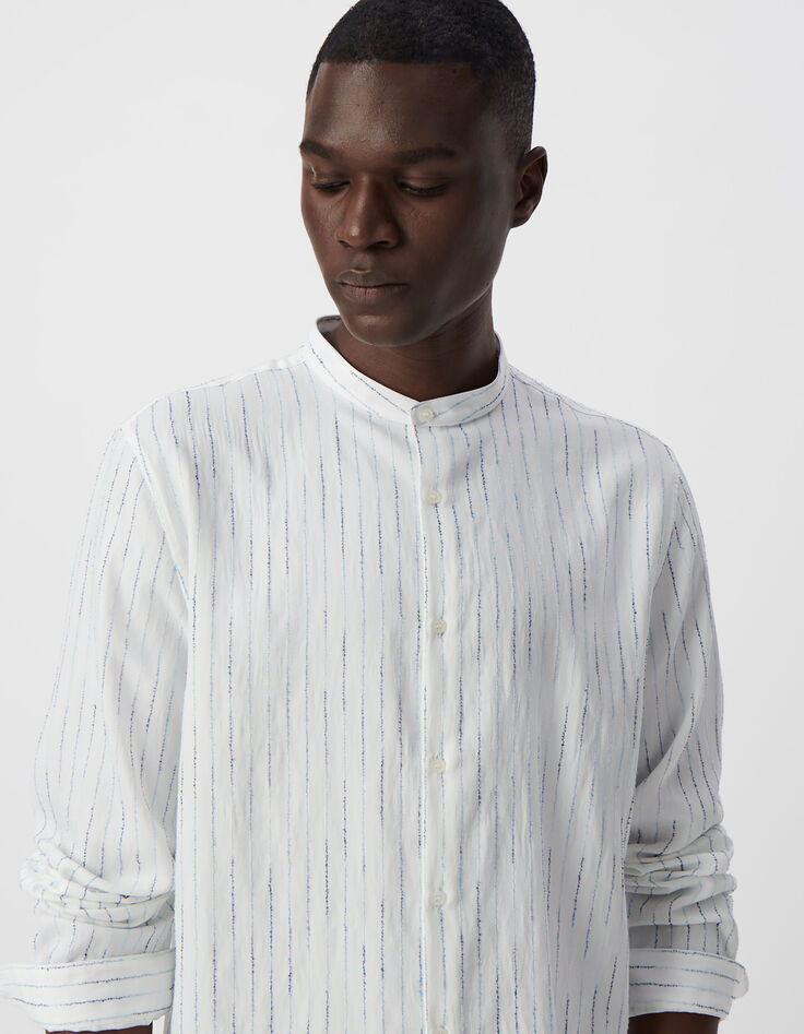 Camisa REGULAR blanca bordados rayas tormenta hombre-5