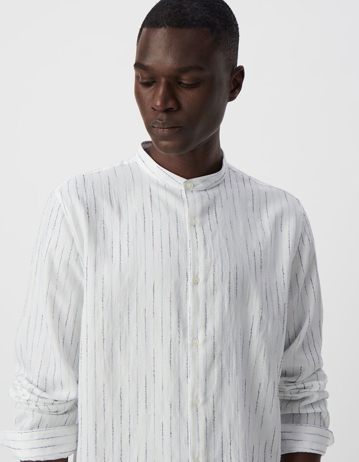 Camisa REGULAR blanca bordados rayas tormenta hombre-5 Camisa REGULAR blanca bordados rayas tormenta hombre-5
