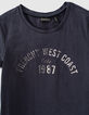 Navy bio T-shirt met bloemenscrunchie meisjes-4