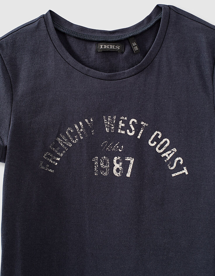 Navy bio T-shirt met bloemenscrunchie meisjes-4