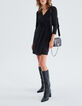 Robe noire jacquard motif python Femme-7