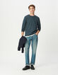 Pull bleu tricot mouliné Homme-1