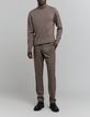 Pull châtain tricot col roulé Homme-2