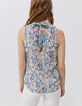 Women’s ecru ikat diamond print top with tie on back-3