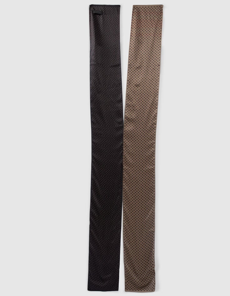 Men&rsquo;s black Pure Edition double polka dot silk scarf-2