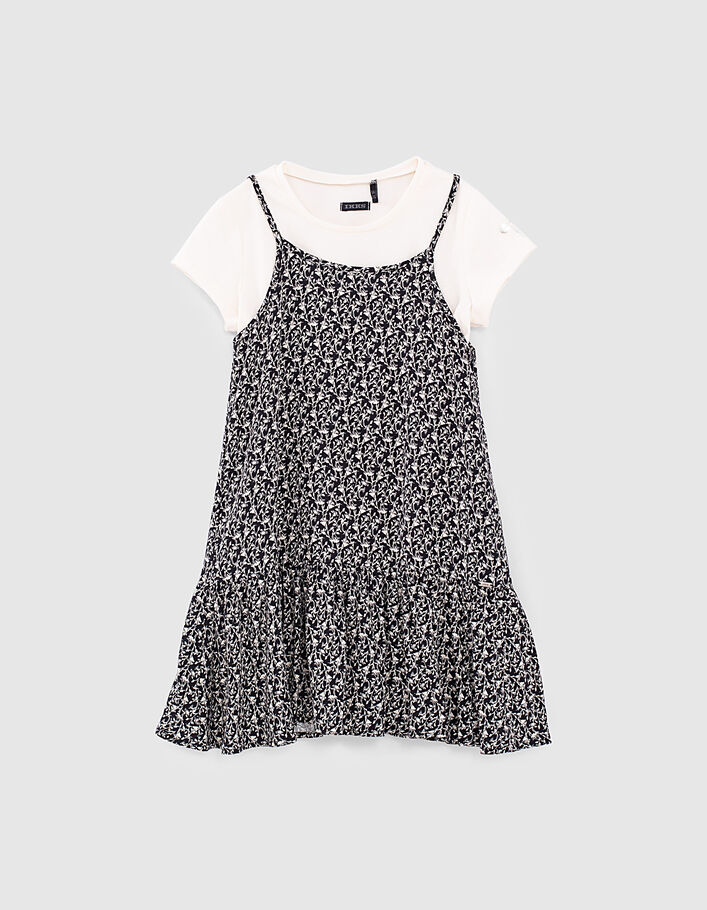Girls’ black 2-in-1 lily Ecovero® dress & organic T-shirt - IKKS
