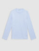 Men's sky slub knit sweater with rolled edges-5