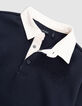 Jongenssweatshirt marine poloshirt in ecru tekst rug-6