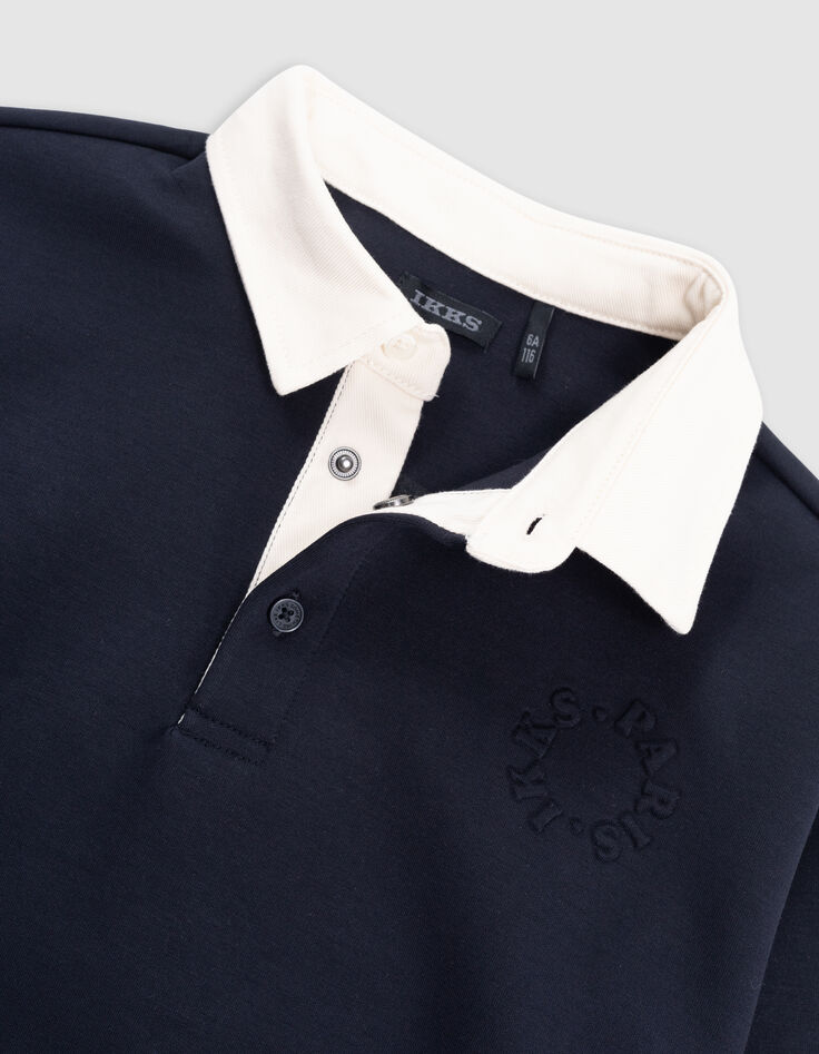 Jongenssweatshirt marine poloshirt in ecru tekst rug-6