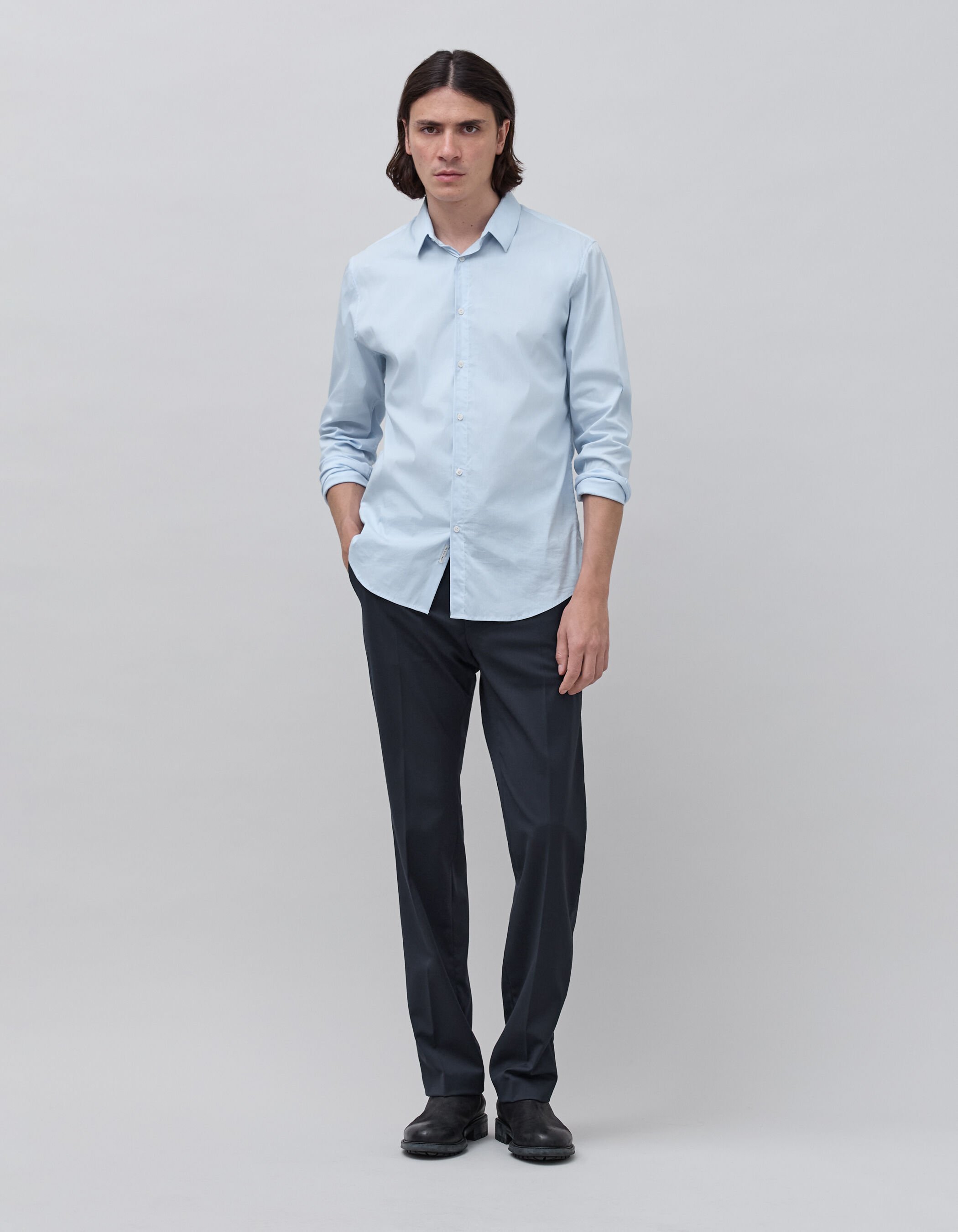 Men s sky blue thin striped SLIM shirt