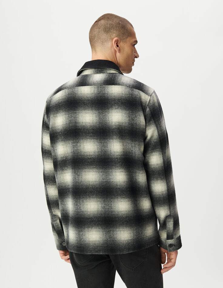 Surchemise grise motif carreaux col velours Homme-3