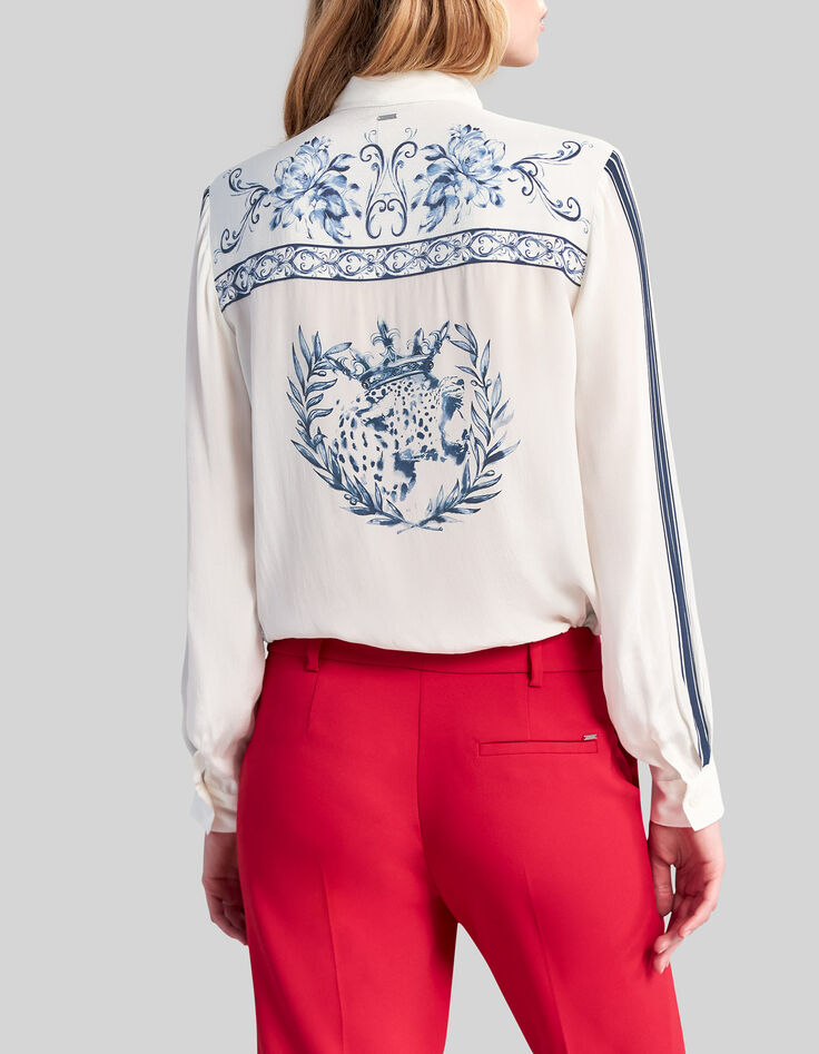 Chemise H&M Femme Manches Longues Imprimé Floral Oiseau - Taille 10 (équivalent 20), Viscose, Occasion Très Bon état