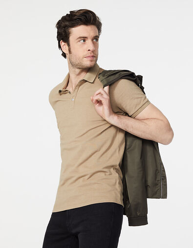 Men’s light beige piqué polo shirt - IKKS