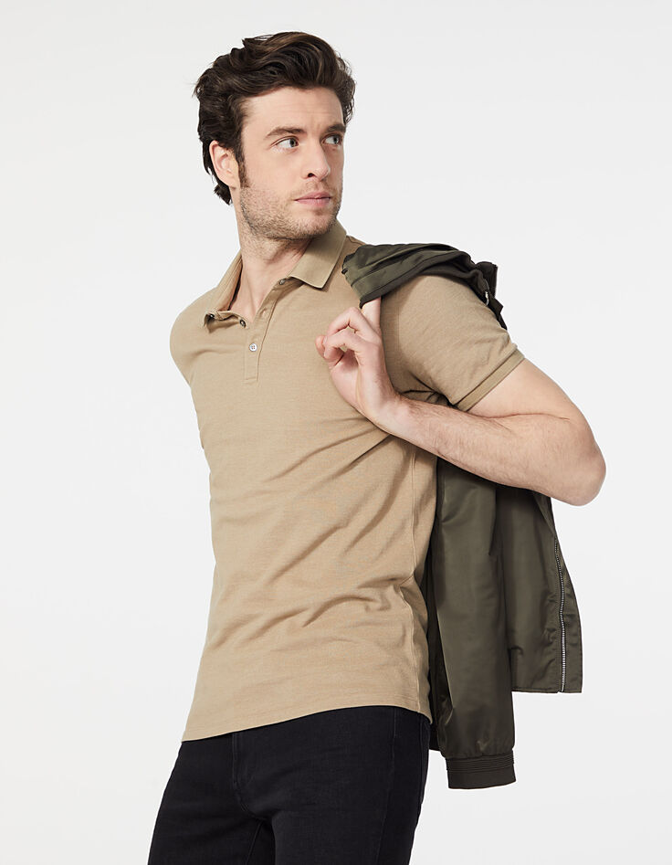 Men’s light beige piqué polo shirt-1