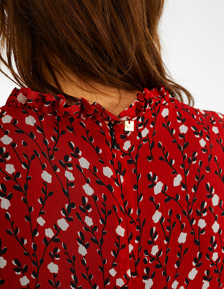Robe rouge cornaline imprimé fleuri I.Code-5 Robe rouge cornaline imprimé fleuri I.Code-5