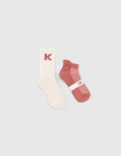 Girls' grey and rosewood sport socks - IKKS