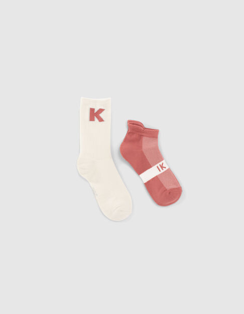 Girls' grey and rosewood sport socks - IKKS