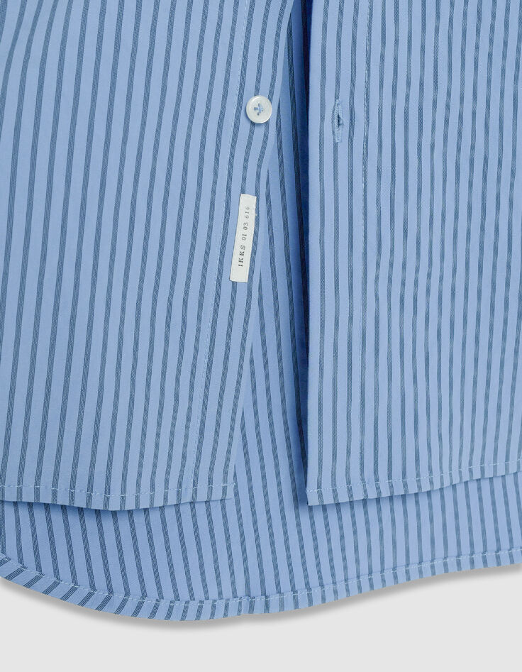 Men's EASY CARE slim blue striped shirt-9