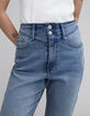 Women's straight waterless button-down denim jeans-5