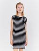 Vestido marinera negro rayas crudas hombreras mujer-3