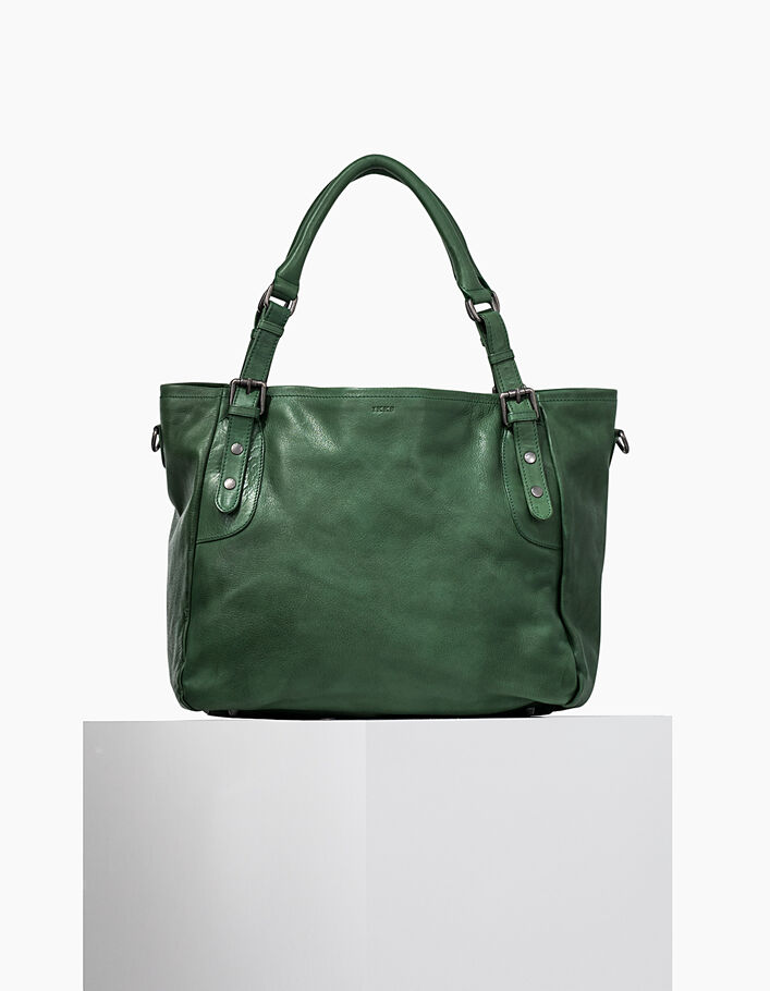 Sac cabas The Artist en cuir vert femme IKKS