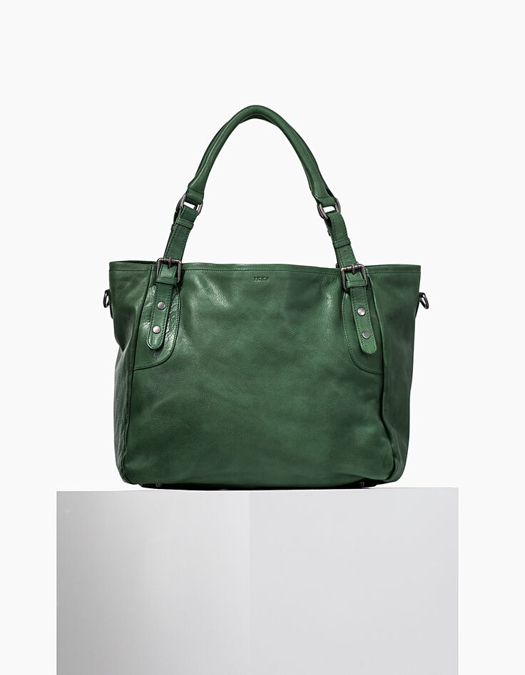 Sac cabas The Artist en cuir vert femme-3