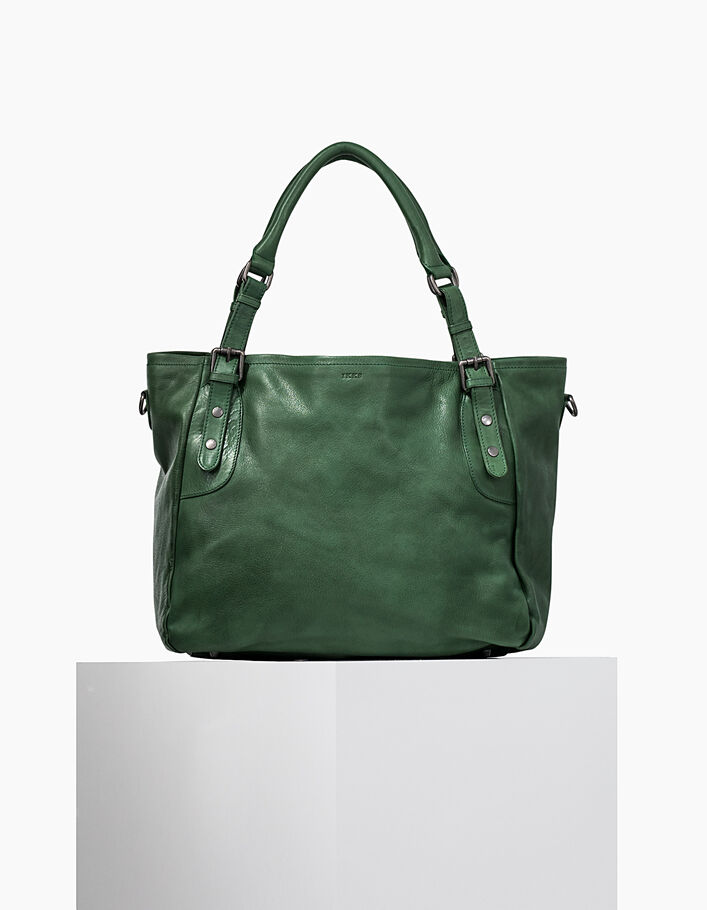 Women’s The Artist green leather tote bag - IKKS