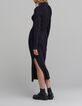 Women's long black ribbed knit tube dress-3