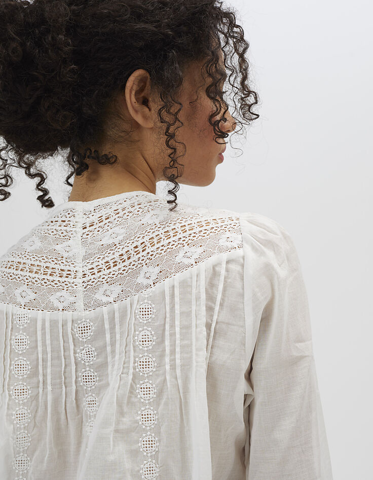 Cremeweiße Bluse mit Stickerei I.Code-2