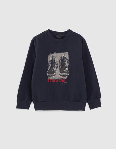 Navy sweater opdruk boots borduursels veters jongens  - IKKS