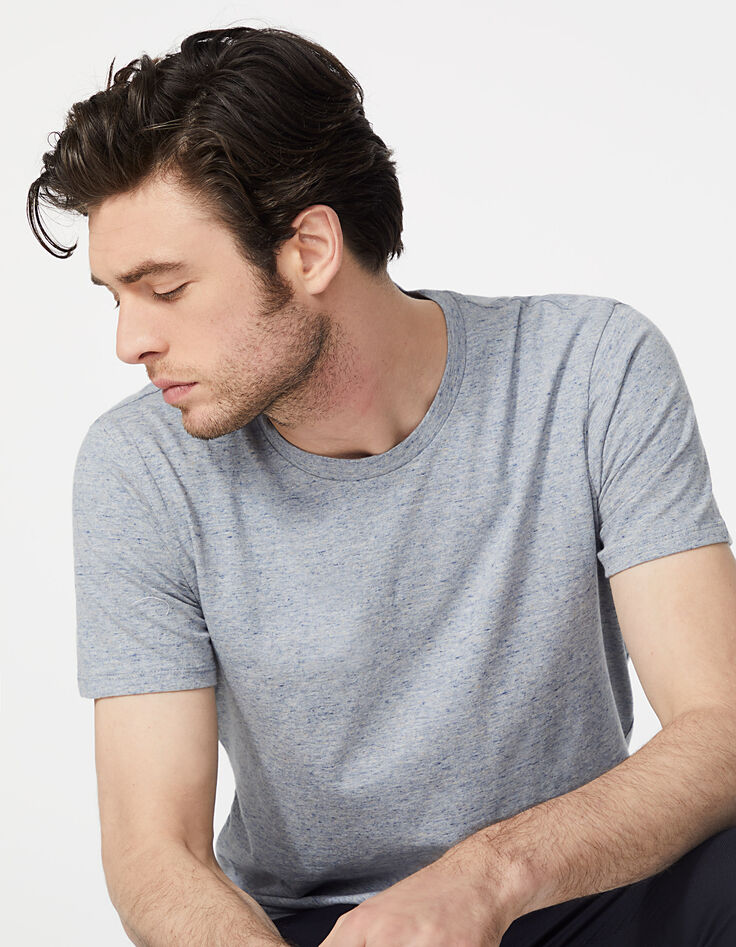 Men's grey blue marl T-shirt-1