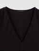 Blouse noire recyclée détails chaînes épaules Femme-5