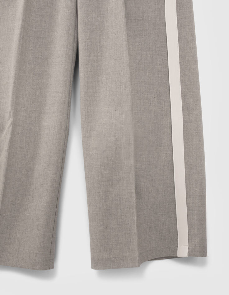 Wijde grijze broek witte stroken opzij meisjes -4
