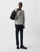 Pull bleu gris tricot jacquard fantaisie Homme-1
