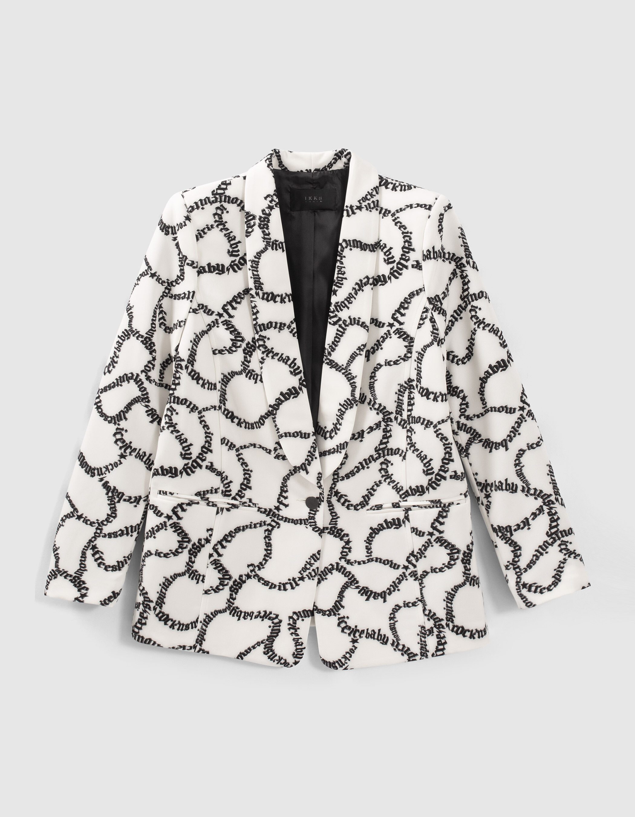 Veste de costume blanc cass imprim typo Femme