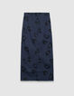 Women’s navy long pencil skirt with jaguar print-6